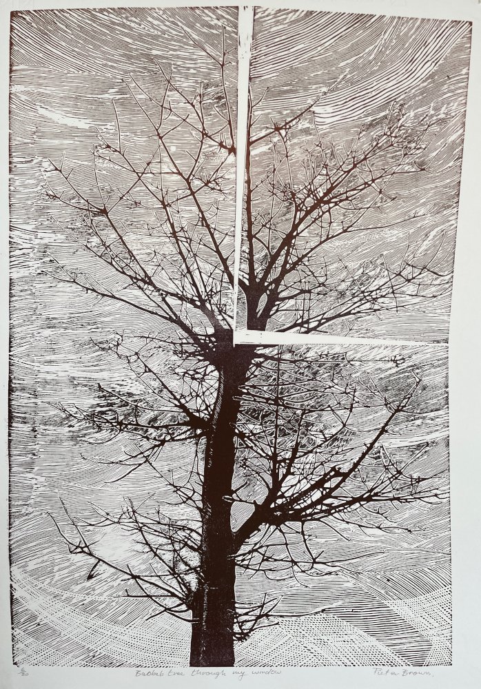 BAOBAB TREE THROUGH MY WINDOW, 2016 (LINOCUT)